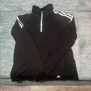 Adidas Black and White Quarter-Zip Top